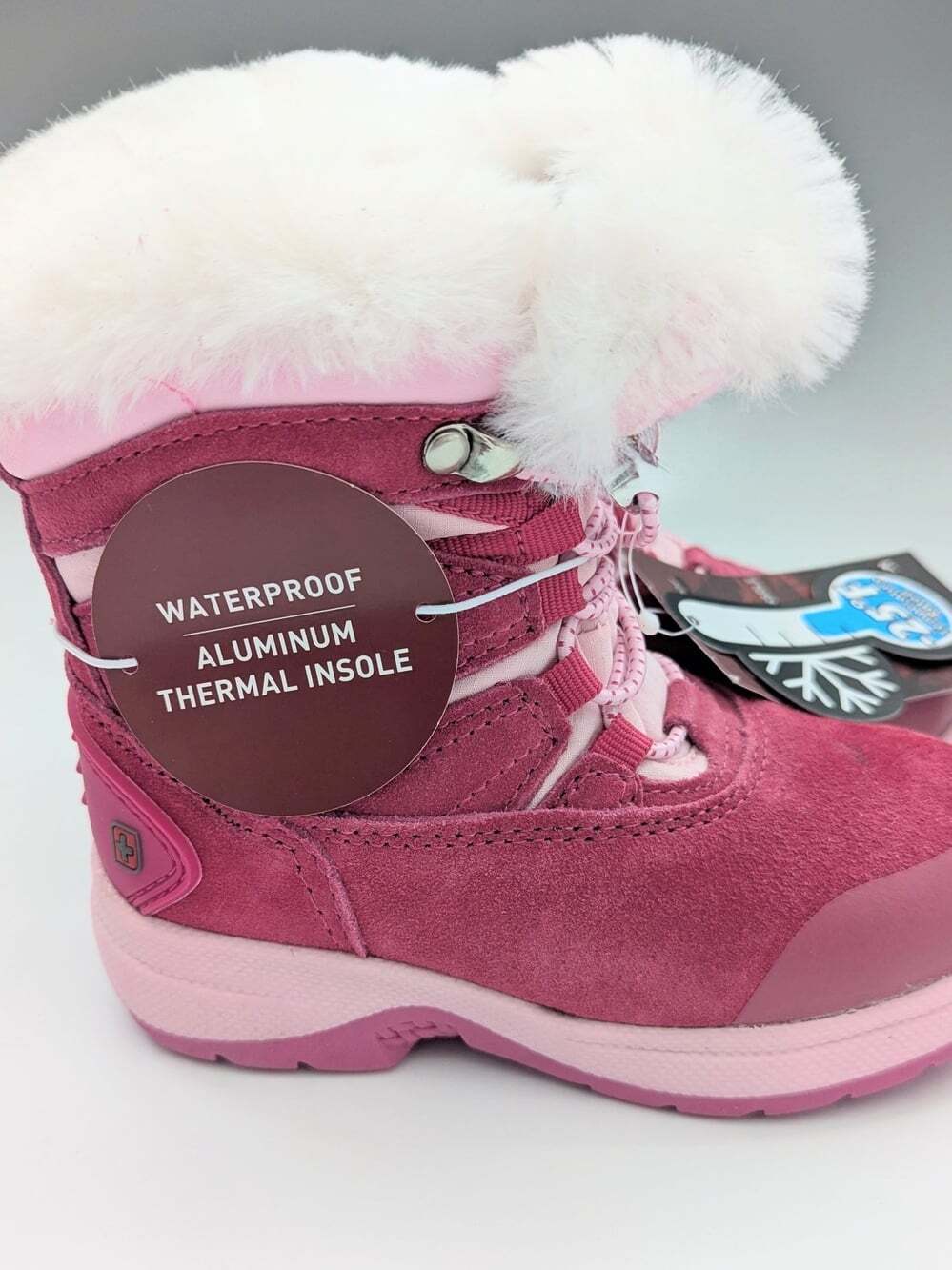 NWT Swiss Tech Girls' (Sz 10) Suede Waterproof Winter Snow Boots w/Faux Fur Cuff - Picture 5 of 16